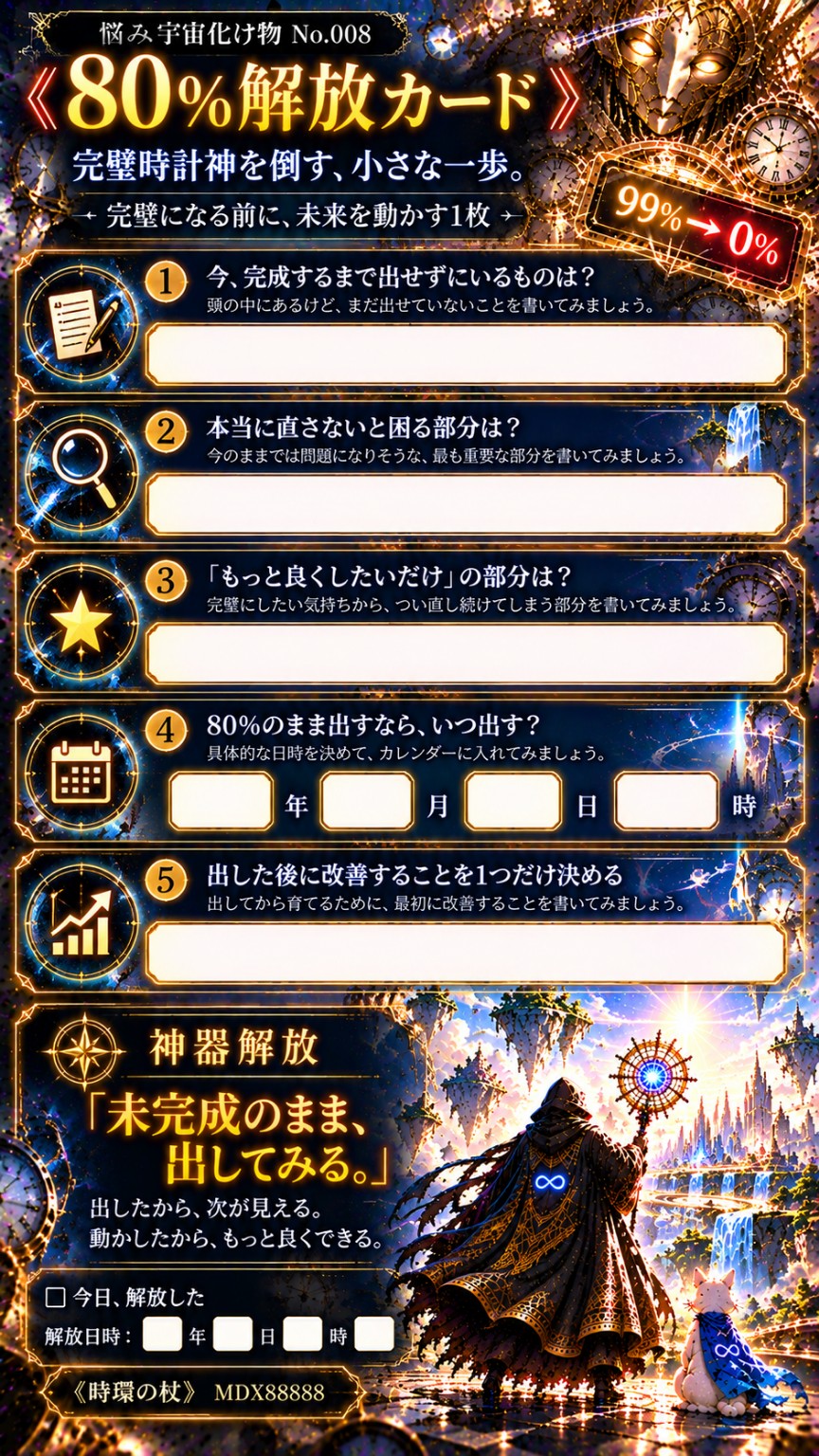 悩み宇宙化け物No.008 完璧時計神 80%解放カード